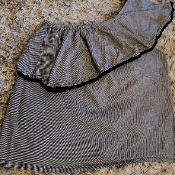 LOFT Striped One Shoulder Ruffle Top - Picture 2 of 5